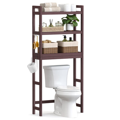 SONGMICS Over The Toilet Storage, 3-Tier Over Toilet Bathroom Organizer with Adjustable Shelf, Fit Most Toilets, Space-Saving, Easy Assembly, Cloud White UBTS01WT