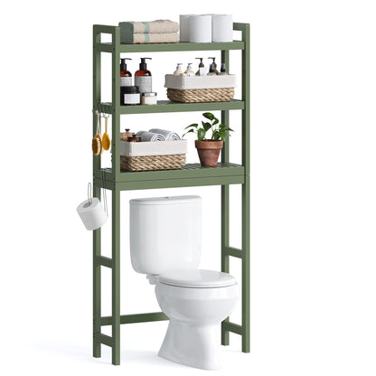 SONGMICS Over The Toilet Storage, 3-Tier Over Toilet Bathroom Organizer with Adjustable Shelf, Fit Most Toilets, Space-Saving, Easy Assembly, Cloud White UBTS01WT