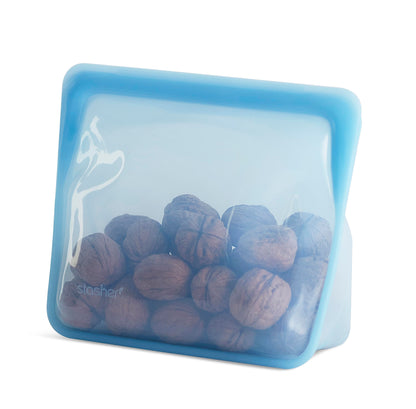 Stasher Premium Silicone Reusable Food Storage Stand-Up Mini Bag, Aqua, Microwave, Sous Vide, Dishwasher, Oven and Freezer Safe, BPA Free, Leak-free, Eco-friendly, 28 Oz