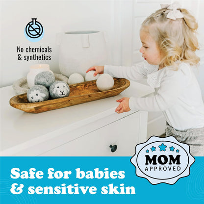 Smart Sheep Wool Dryer Balls - 6-Pack - XL Premium Natural Fabric Softener Award-Winning - Wool Balls Replaces Dryer Sheets - Wool Balls for Dryer - Laundry Balls for Dryer