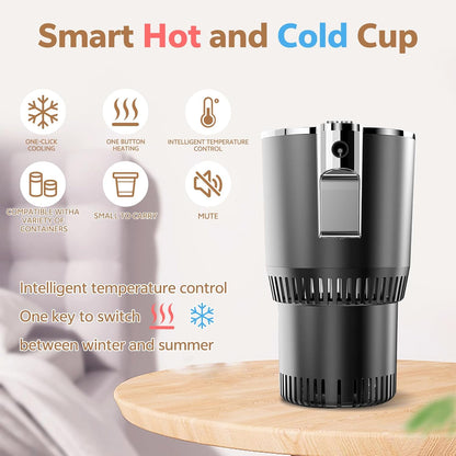 Smart Car Hot and Cold Cup Holder Rapid Heating and Cooling Insulated Electric Beverage Mug for Car Home Office Travel Portable Temperature Control Cup Accessory, Smart Cup for car, Heated Travel Mug