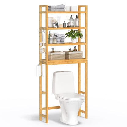 SONGMICS Over The Toilet Storage, 3-Tier Over Toilet Bathroom Organizer with Adjustable Shelf, Fit Most Toilets, Space-Saving, Easy Assembly, Cloud White UBTS01WT