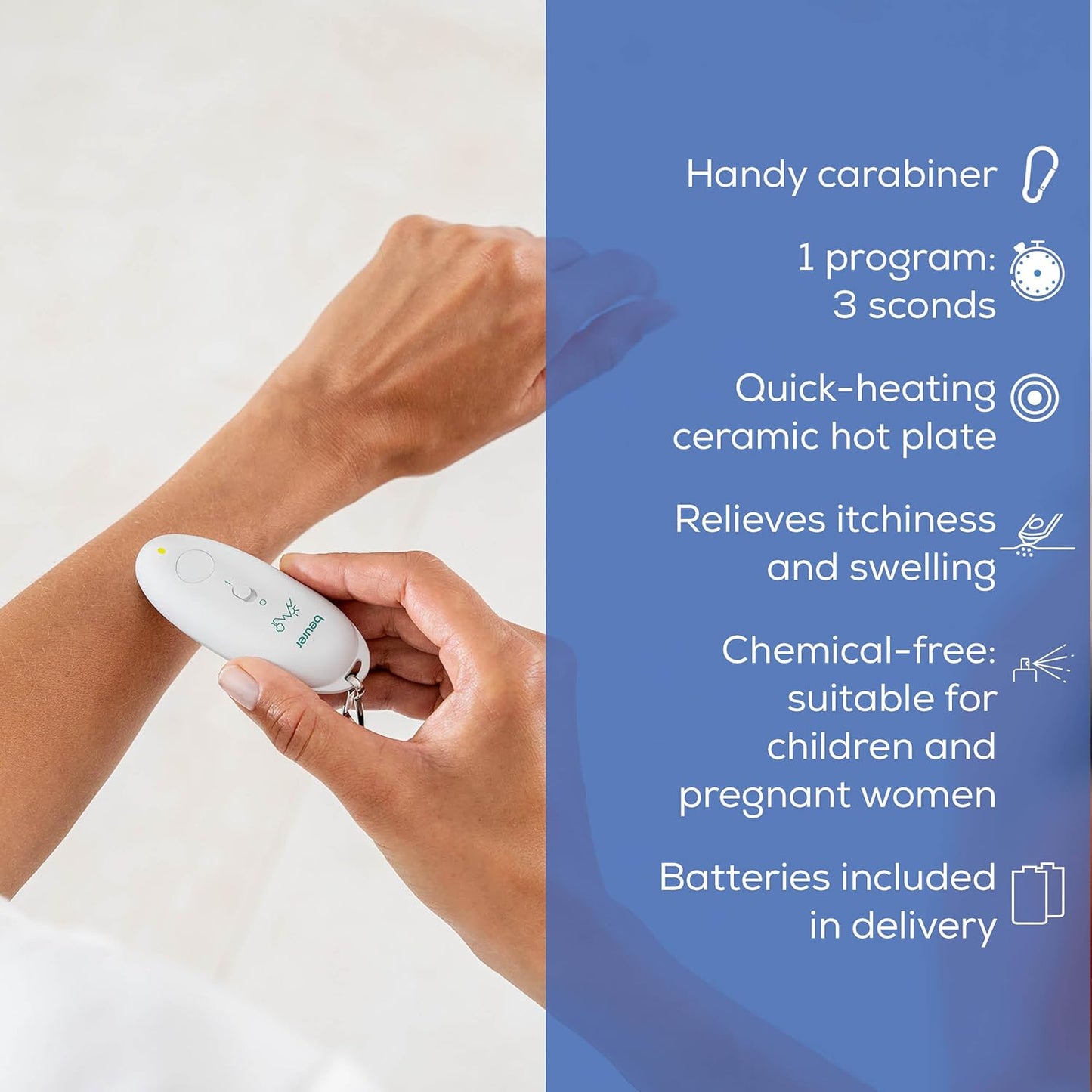 Beurer BR10 Insect Bite Healer with Clip, Portable Itch and Swelling Relief for Non-Toxic Treatment of Mosquito Bites and Other Common Insect Bites, Outdoors Essential