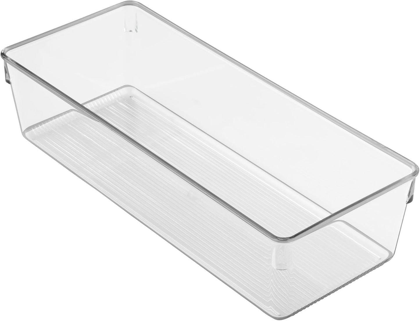 iDesign Linus Plastic Dresser and Vanity Organizer, Storage Bin for Bathroom, Bedroom, Office, Craft Room, Fridge, Freezer, Pantry, 12" x 5" x 3", Clear
