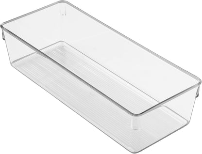 iDesign Linus Plastic Dresser and Vanity Organizer, Storage Bin for Bathroom, Bedroom, Office, Craft Room, Fridge, Freezer, Pantry, 12" x 5" x 3", Clear