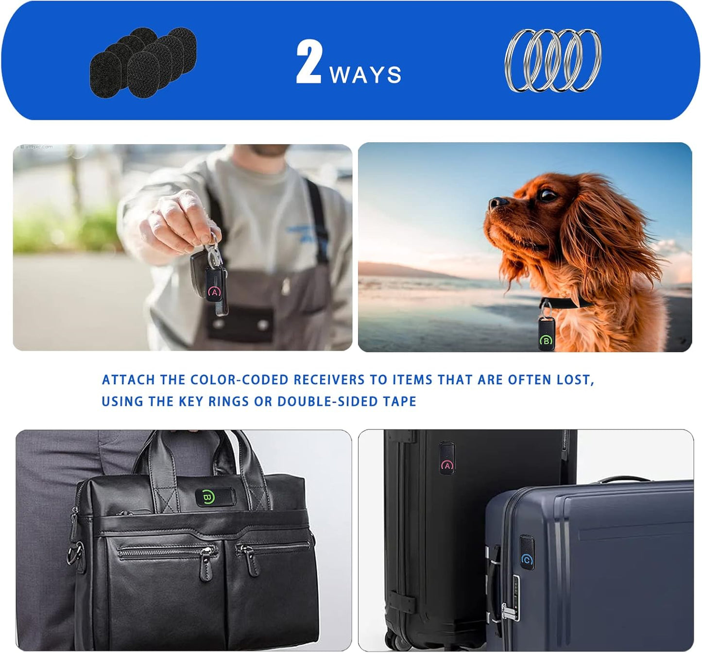 Key Finder with Thinner Receivers & Advanced Fabric Remote, SIMJAR 80dB+ RF Item Locator with 131ft Working Range, 1 RF Transmitter & 4 Receivers