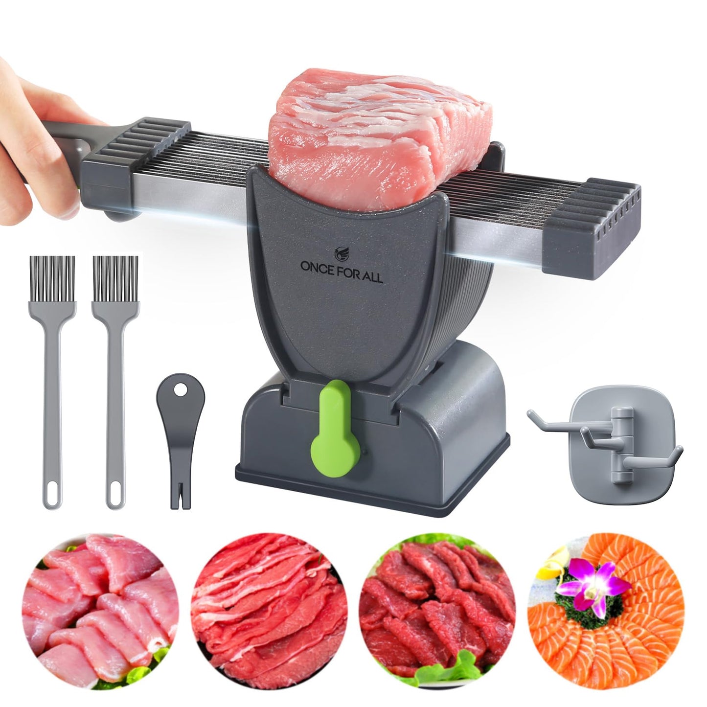 ONCE FOR ALL Fresh Meat Slicer with Handle Kitchen Knife Set For Meat Slicing Shredding, Manual Jerky Cutter Food Slicer For Beef Pork Mutton For Home Cooking BBQ Hot Pot