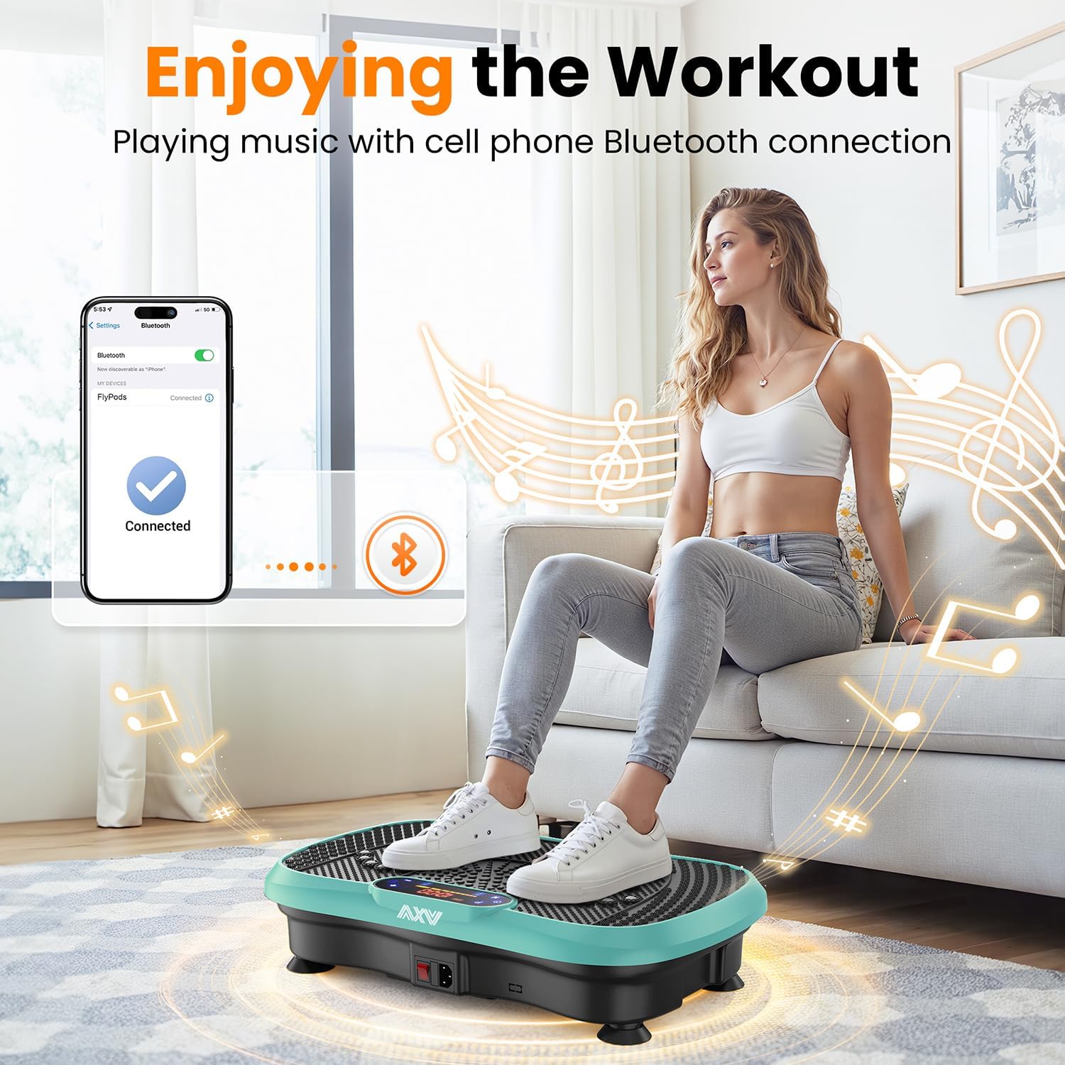 AXV Vibration Plate Fitness Platform Exercise Machine Vibrating Lymphatic Drainage Shaking Full Body Shaker Workout Vibrate Stand Shake Board Sport Gym for Weight Loss Fat Burner for Women Men