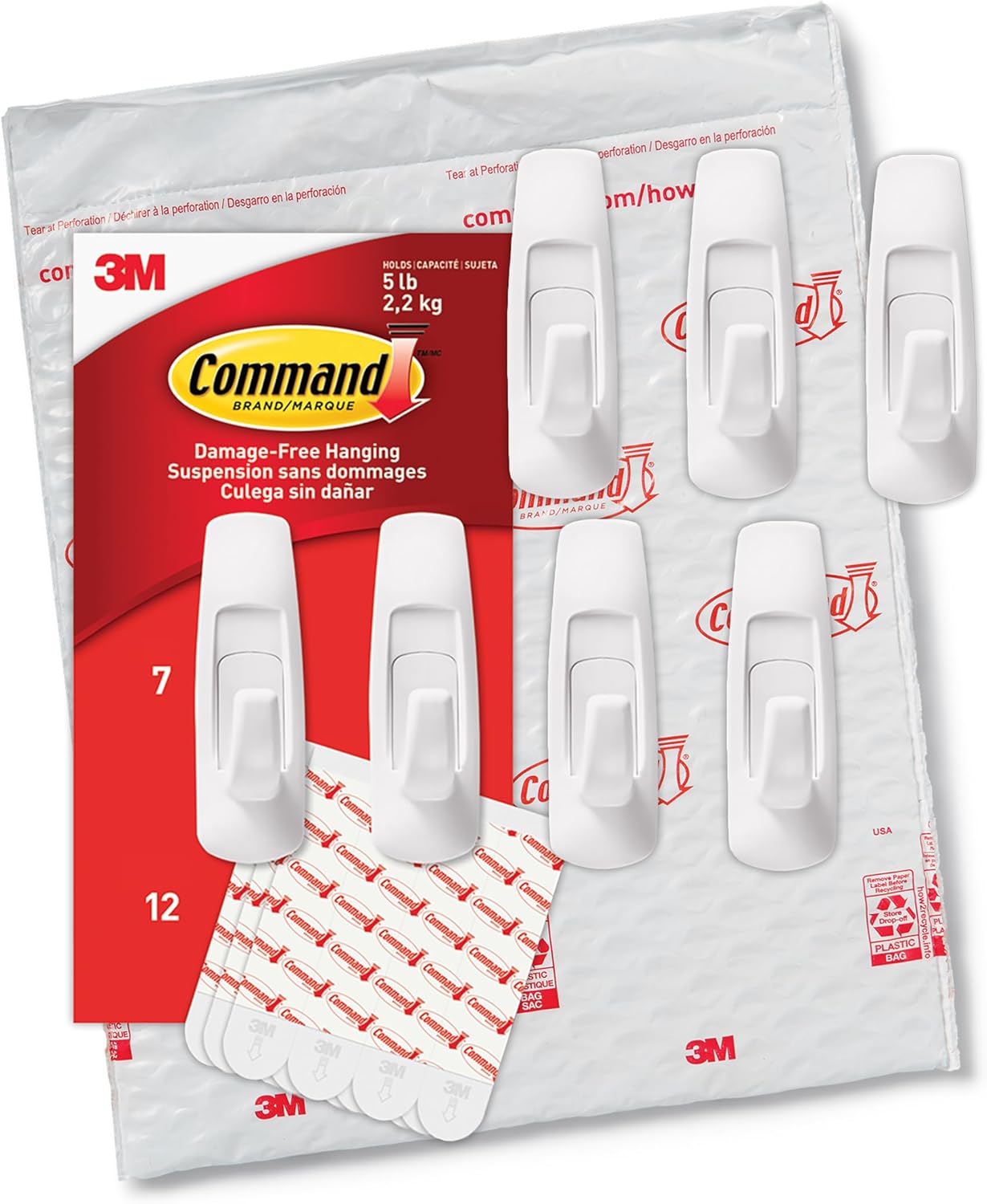 Command Large Utility Hooks, 7 Hooks, 12 Strips