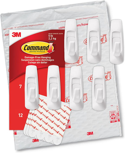 Command Large Utility Hooks, 7 Hooks, 12 Strips