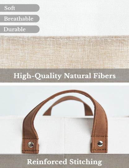 StorageWorks Storage Bins, Shelves Baskets for Organizing, 45L Extra Large Fabric Closet Organizers with Handles, Metal Frame, Brown and White, 2-Pack