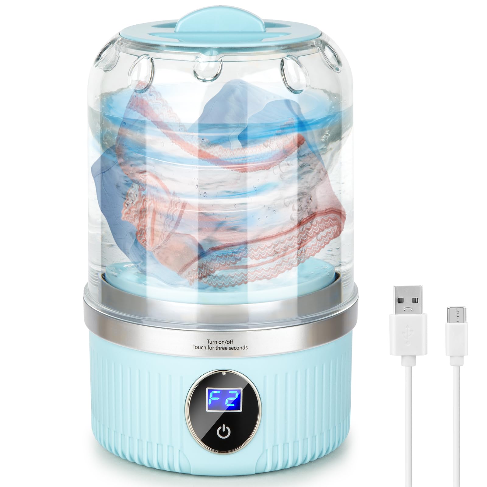 Underwear Washing Machine | Mini Portable Washing Machine with Rechargeable 3000mAh | Compact Deep Cleans Underwear, Baby Clothes | Ultra-Lightweight for Apartment, Dorm, RV, Travel & Hotel Use