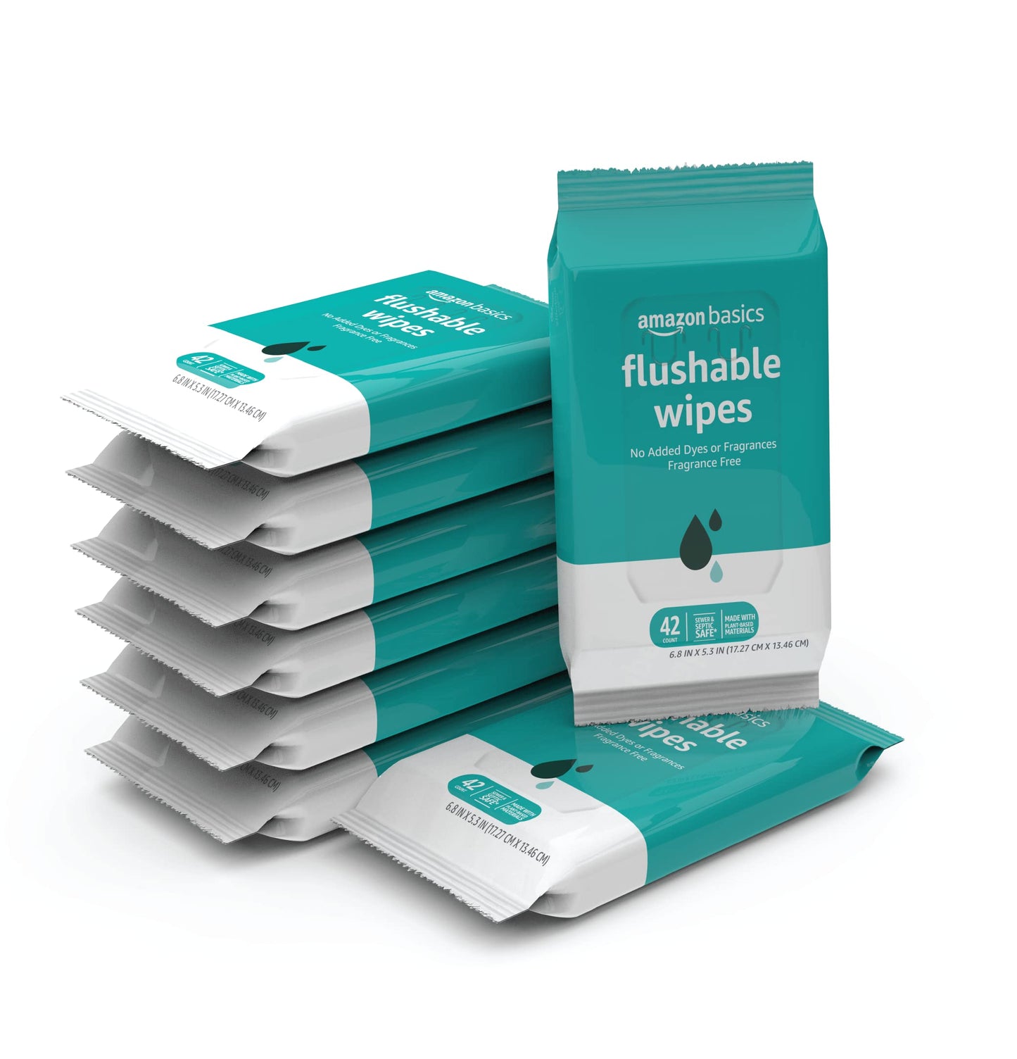 Amazon Basics Adult Wet Wipes Flushable Fragrance Free, 126 Count (3 Packs of 42) Packaging May Vary