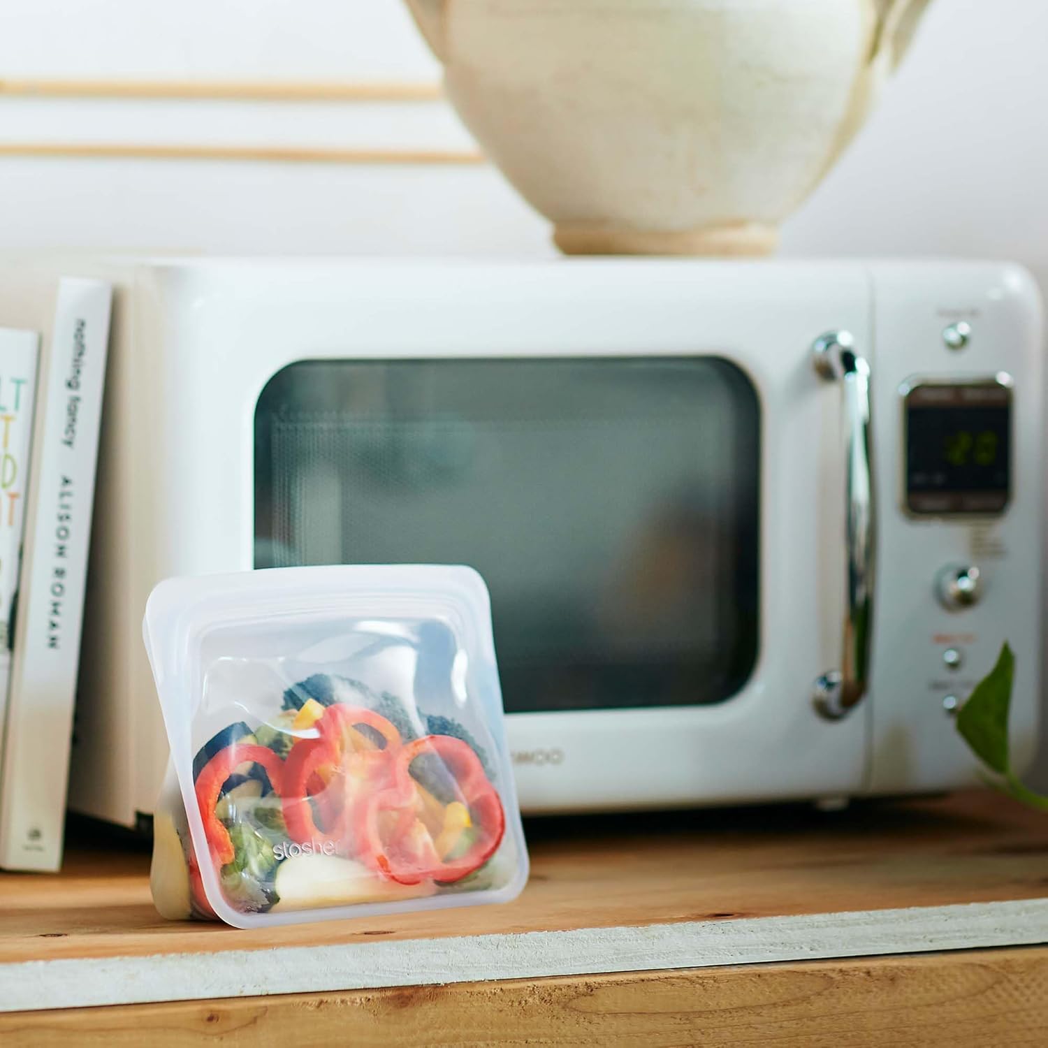 Stasher Premium Silicone Reusable Food Storage Stand-Up Mini Bag, Aqua, Microwave, Sous Vide, Dishwasher, Oven and Freezer Safe, BPA Free, Leak-free, Eco-friendly, 28 Oz