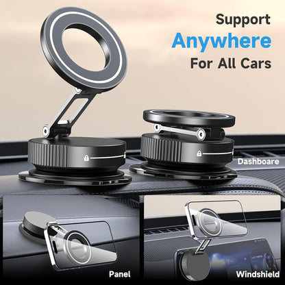 360°Adjustable Vacuum Magnetic Phone Holder for Your Car [96+LBS Suction & 2800gf Magnetic & Hands-Free Suction Cup] Car Mount for Car/Gym/Shower.Car Phone Holder for Magsafe iPhone16 ProMax 15 14 13