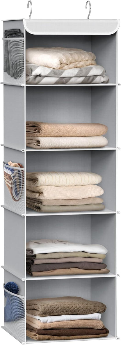 Simple Houseware 5 Shelf Hanging Closet Organizer, Gray
