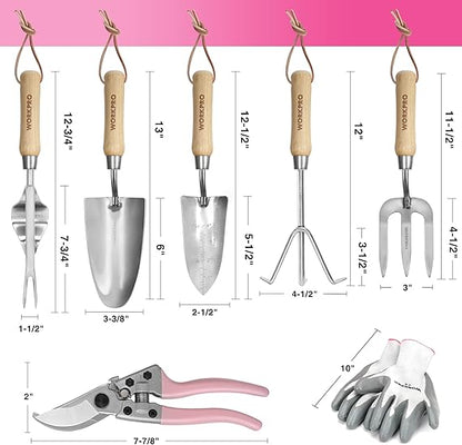 WORKPRO 8-Piece Pink Garden Tool Set – Stylish Strength for Every Gardener