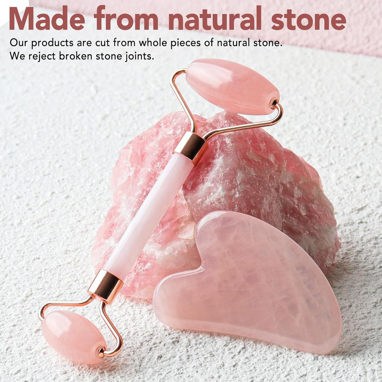 Huefull Rose Quartz Roller & Gua Sha Set