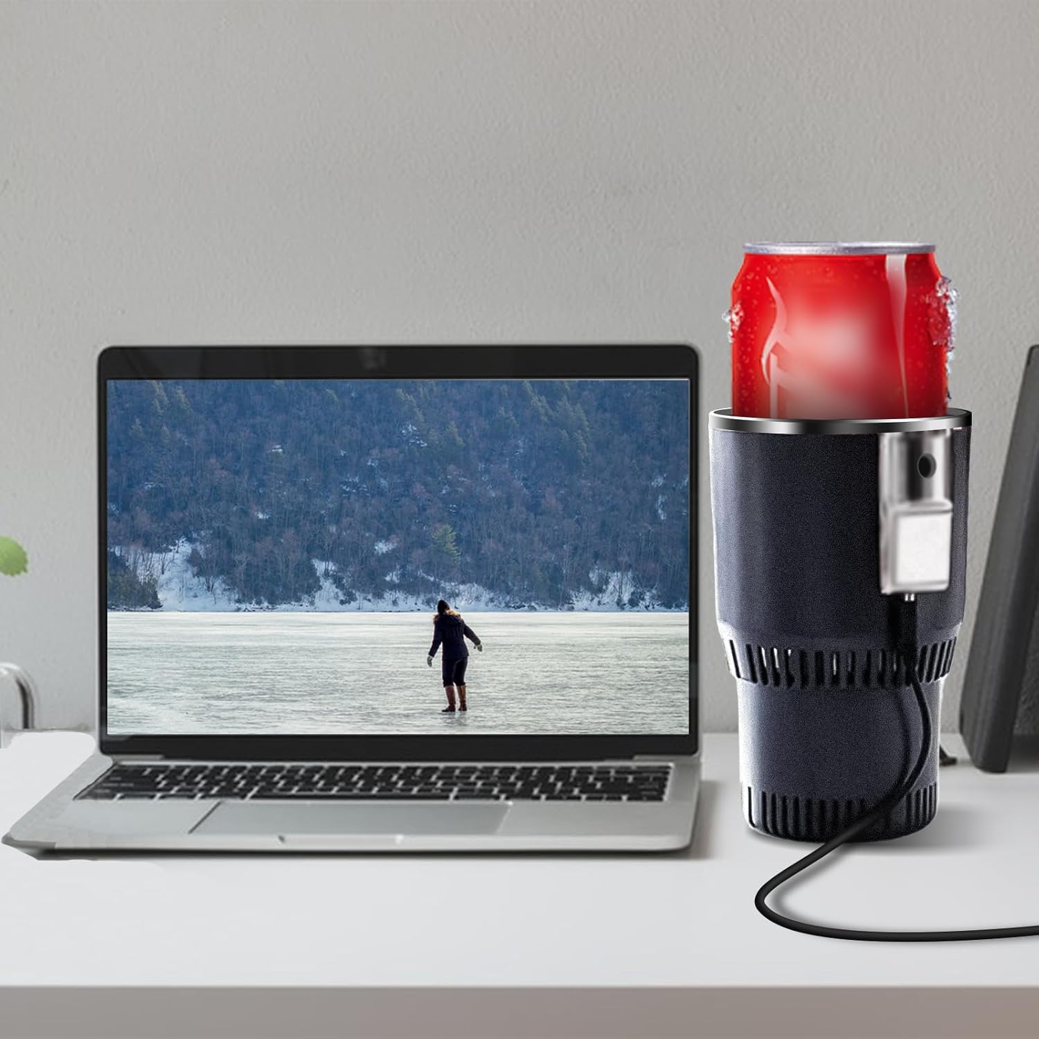 Smart Car Hot and Cold Cup Holder Rapid Heating and Cooling Insulated Electric Beverage Mug for Car Home Office Travel Portable Temperature Control Cup Accessory, Smart Cup for car, Heated Travel Mug