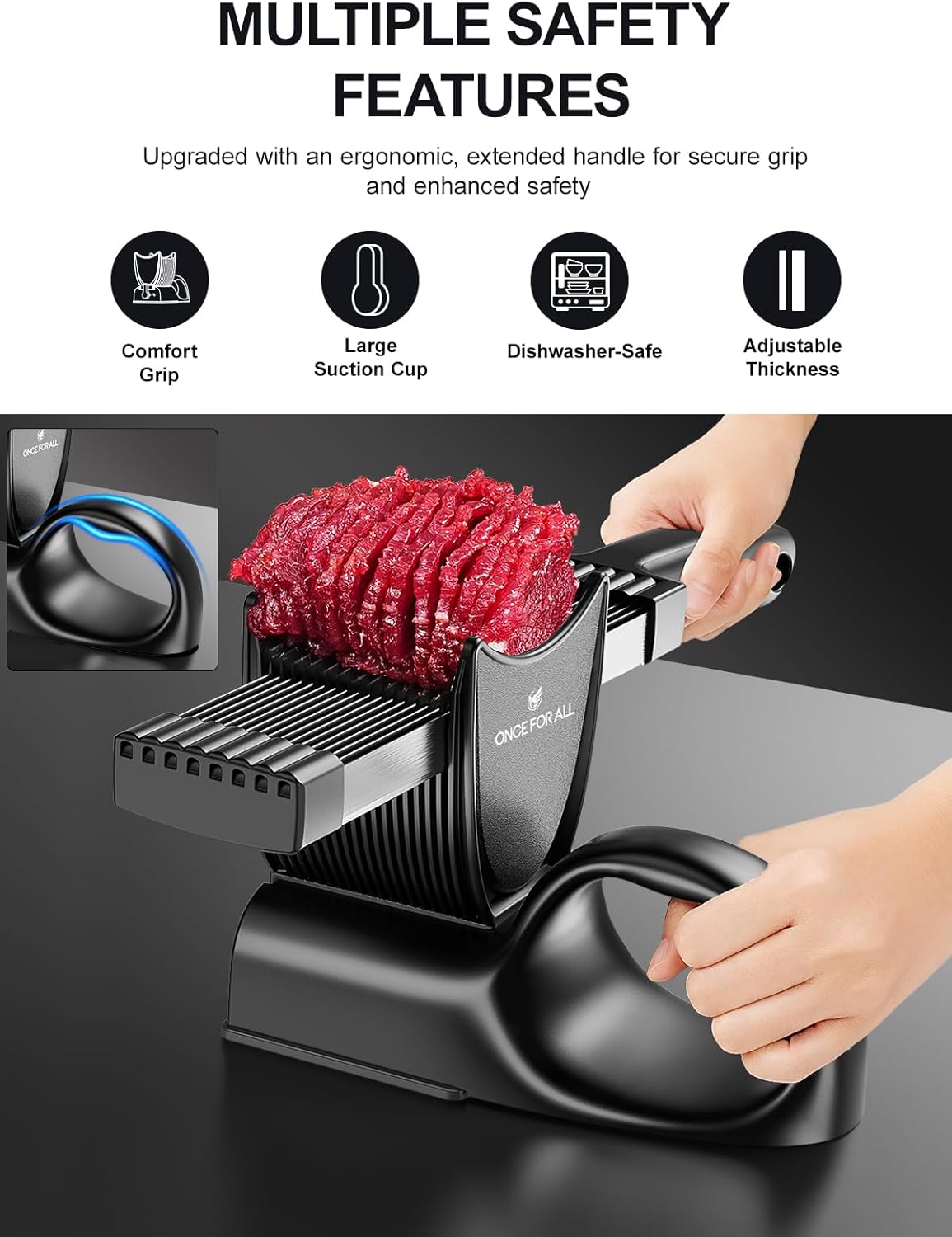 ONCE FOR ALL Fresh Meat Slicer with Handle Kitchen Knife Set For Meat Slicing Shredding, Manual Jerky Cutter Food Slicer For Beef Pork Mutton For Home Cooking BBQ Hot Pot