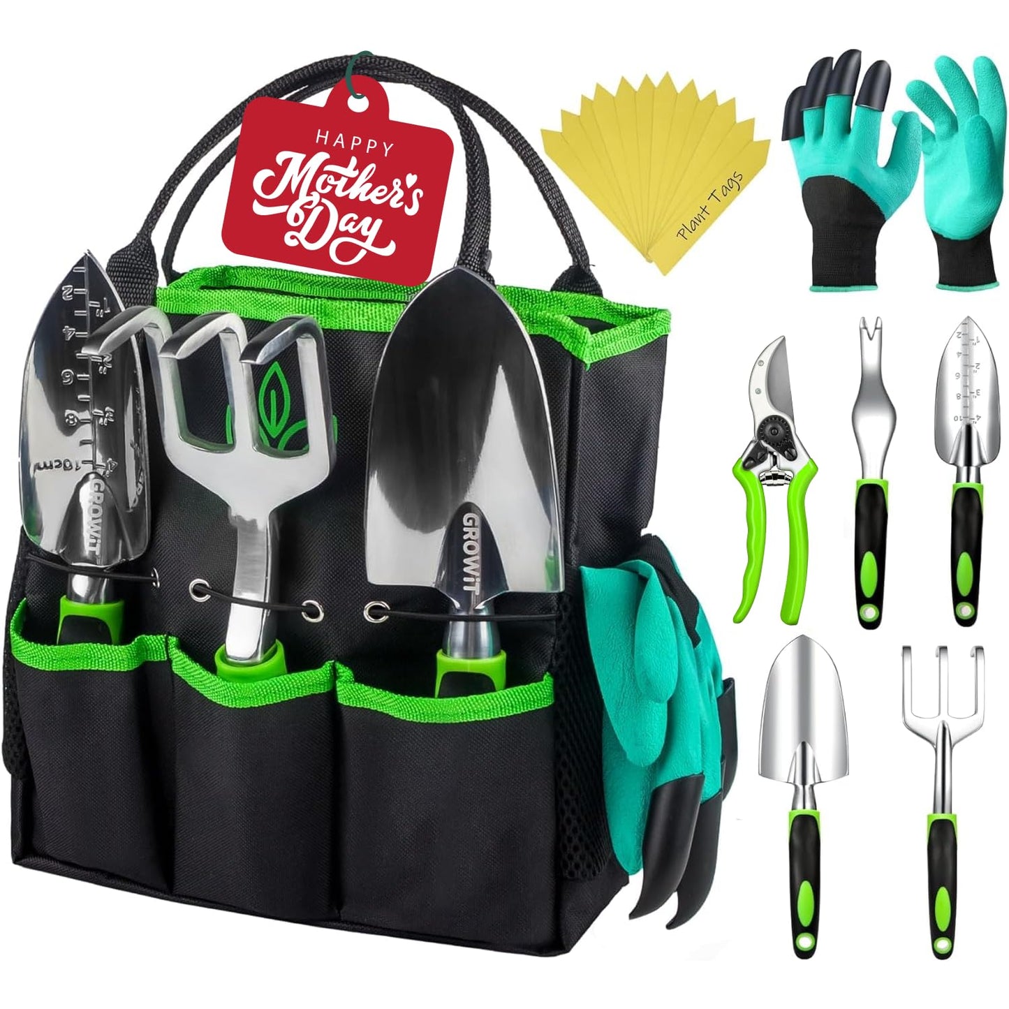 Heavy Duty Garden Tools 22 Pieces Floral Set - Rust Proof, Non-Slip, Durable Gardening Supplies - Ergonomic Hand Tools - Ideal Gardening Gifts for Women