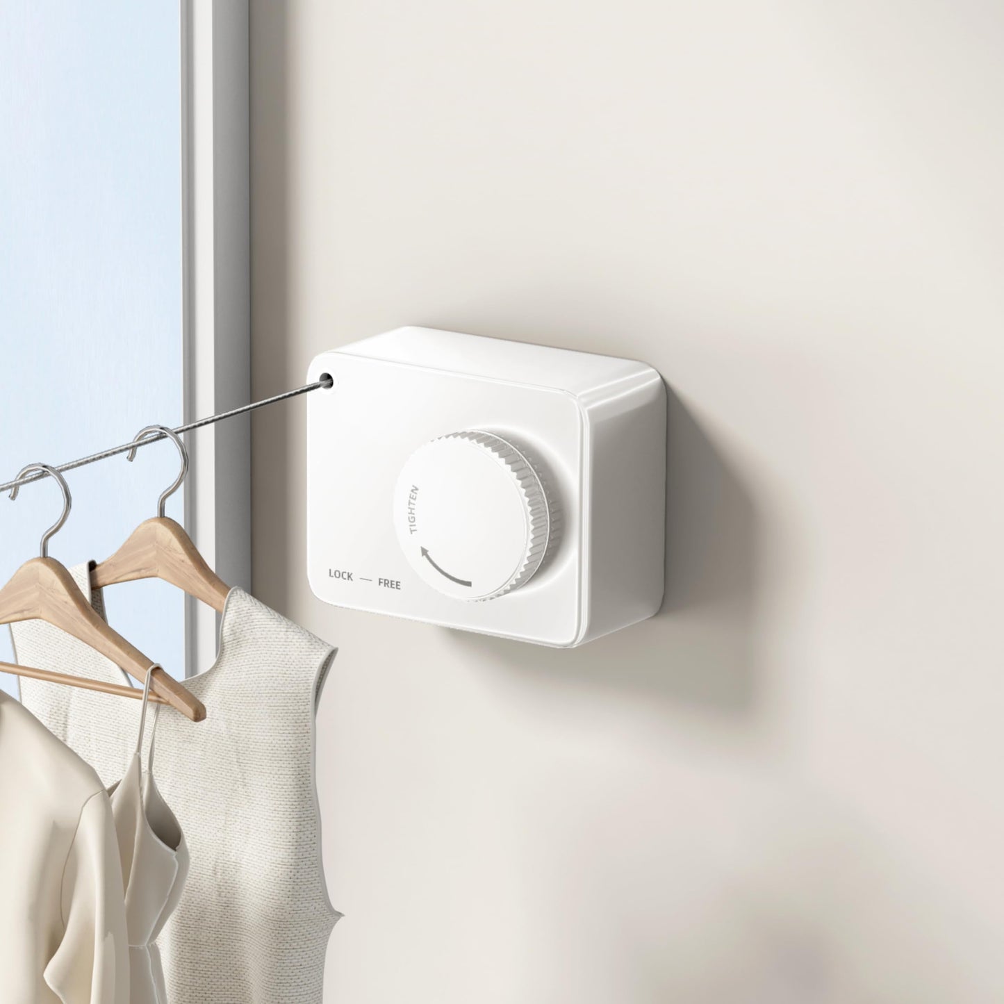 Retractable Clothesline Indoor, Non-Sagging Outdoor Clothes Line Retracting Heavy Duty Clothes Drying Laundry Line Wall Mounted Stainless Steel Line-15.1 Feets(Square-Gray)