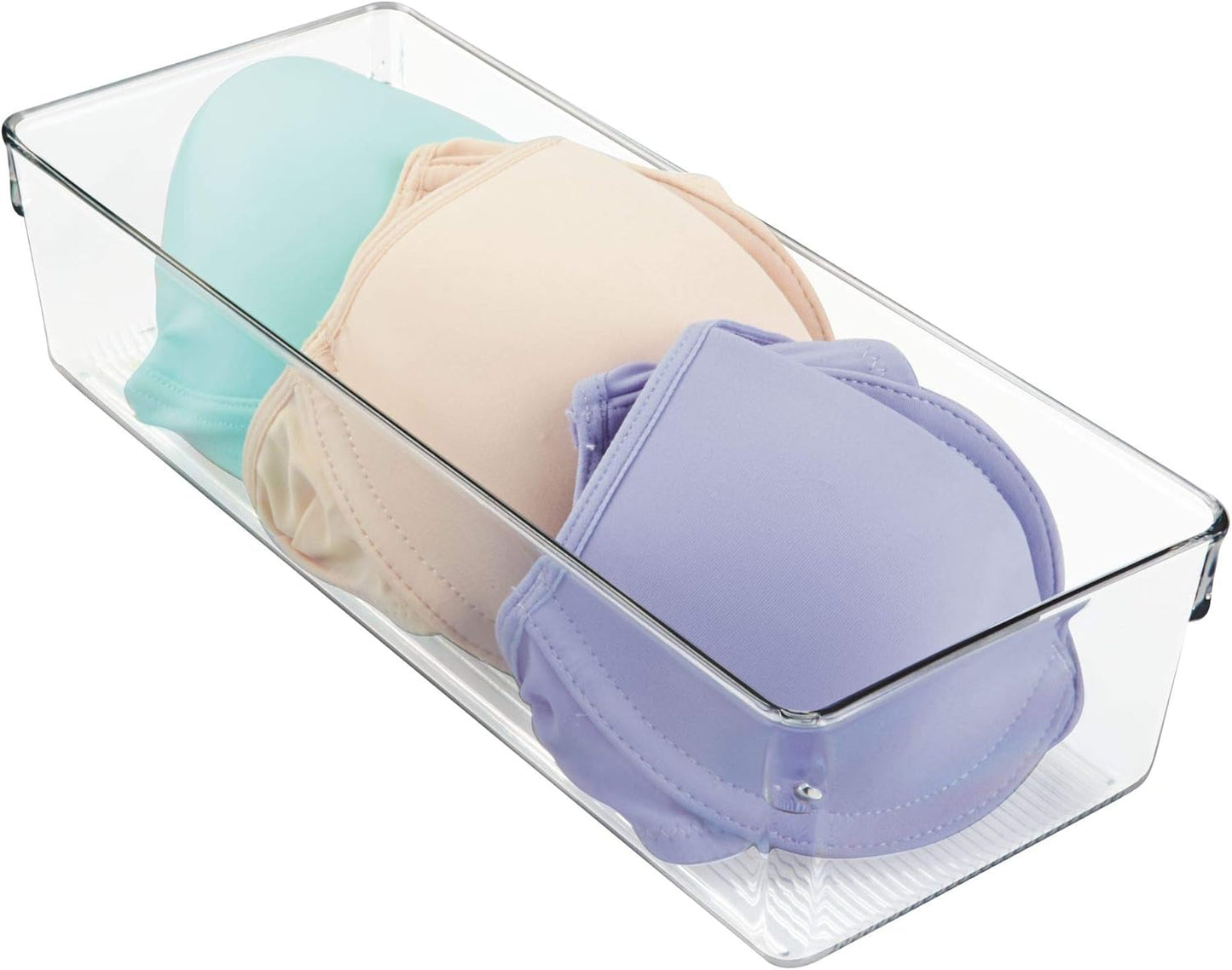 iDesign Linus Plastic Dresser and Vanity Organizer, Storage Bin for Bathroom, Bedroom, Office, Craft Room, Fridge, Freezer, Pantry, 12" x 5" x 3", Clear