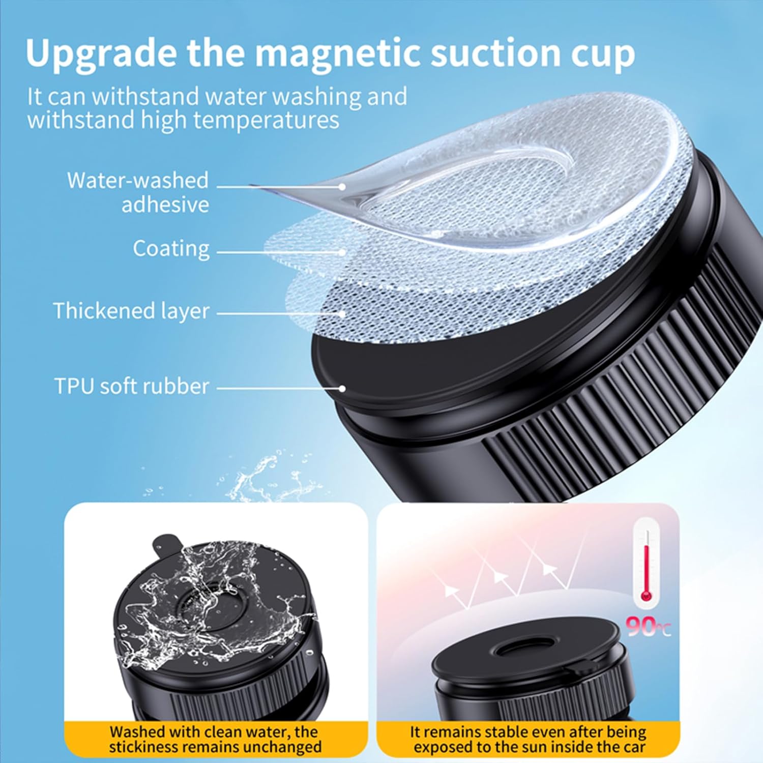 360°Adjustable Vacuum Magnetic Phone Holder for Your Car [96+LBS Suction & 2800gf Magnetic & Hands-Free Suction Cup] Car Mount for Car/Gym/Shower.Car Phone Holder for Magsafe iPhone16 ProMax 15 14 13