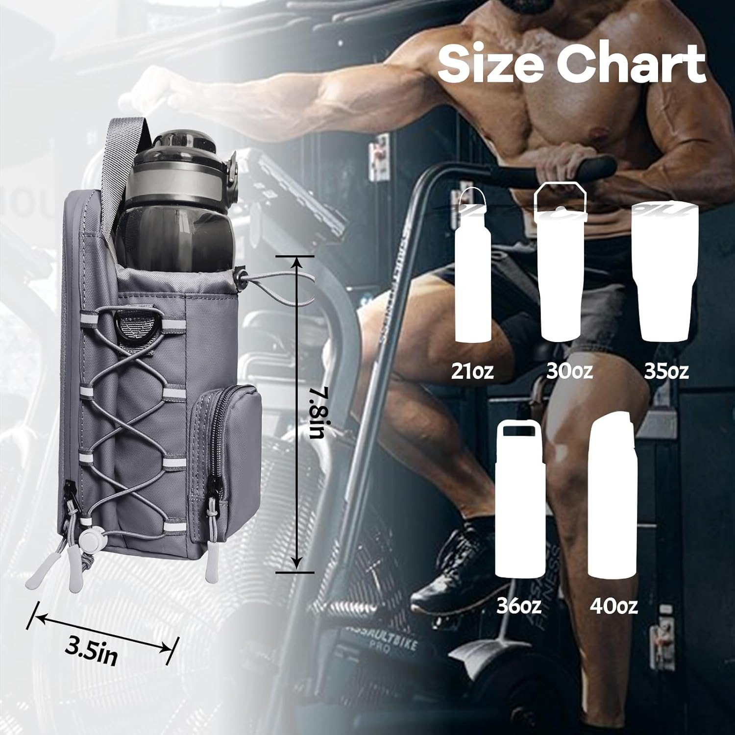 Magnetic Gym Bag for Men and Women, Magnetic Water Bottle Holder for Gym, Small Gym Bag, Gym Gifts for Women and Men (Gray)