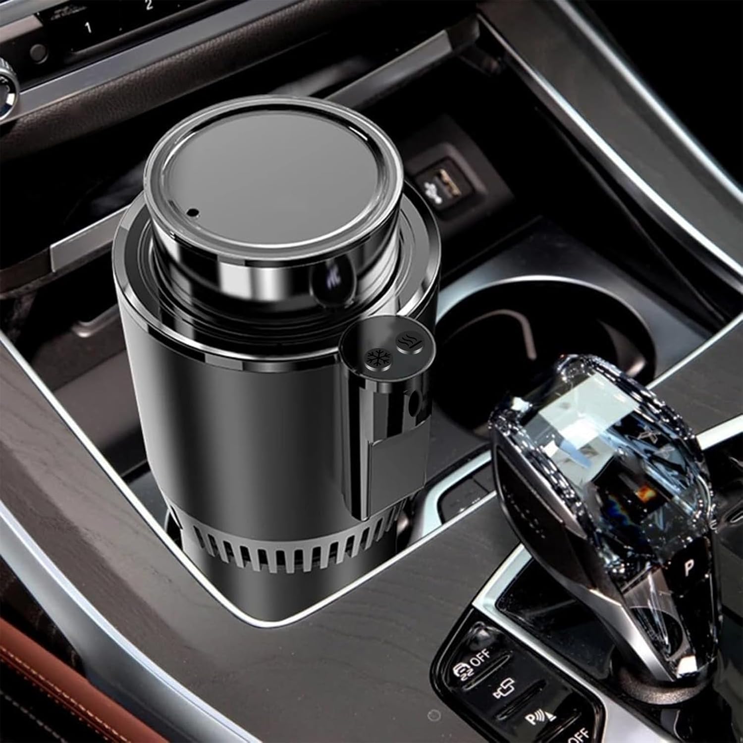 Smart Car Hot and Cold Cup Holder Rapid Heating and Cooling Insulated Electric Beverage Mug for Car Home Office Travel Portable Temperature Control Cup Accessory, Smart Cup for car, Heated Travel Mug