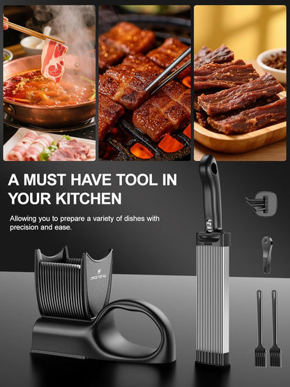 ONCE FOR ALL Fresh Meat Slicer with Handle Kitchen Knife Set For Meat Slicing Shredding, Manual Jerky Cutter Food Slicer For Beef Pork Mutton For Home Cooking BBQ Hot Pot