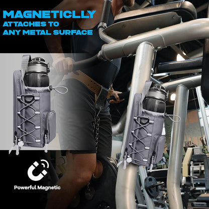 Magnetic Gym Bag for Men and Women, Magnetic Water Bottle Holder for Gym, Small Gym Bag, Gym Gifts for Women and Men (Gray)