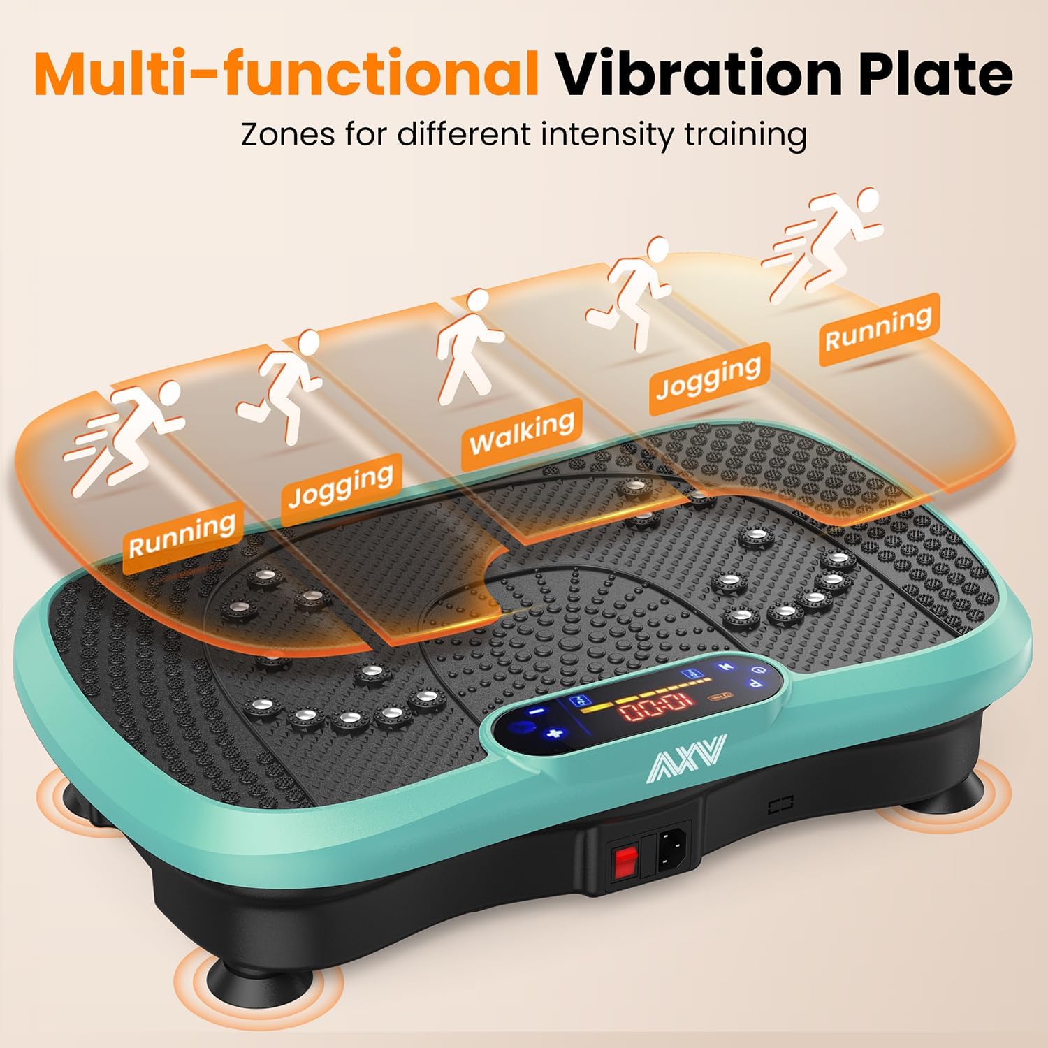 AXV Vibration Plate Fitness Platform Exercise Machine Vibrating Lymphatic Drainage Shaking Full Body Shaker Workout Vibrate Stand Shake Board Sport Gym for Weight Loss Fat Burner for Women Men