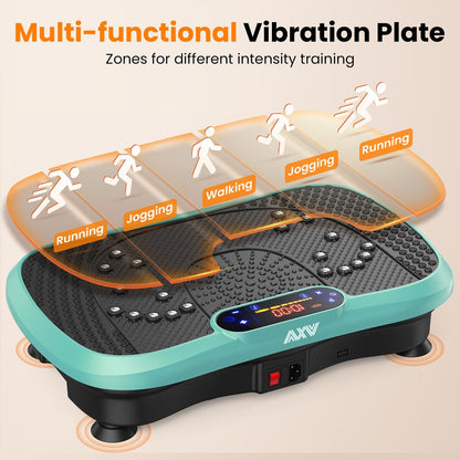 AXV Vibration Plate Fitness Platform Exercise Machine Vibrating Lymphatic Drainage Shaking Full Body Shaker Workout Vibrate Stand Shake Board Sport Gym for Weight Loss Fat Burner for Women Men