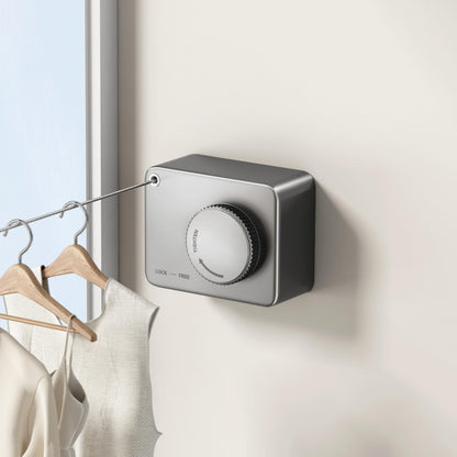 Retractable Clothesline Indoor, Non-Sagging Outdoor Clothes Line Retracting Heavy Duty Clothes Drying Laundry Line Wall Mounted Stainless Steel Line-15.1 Feets(Square-Gray)