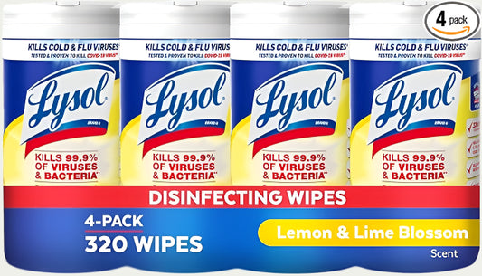 Lysol Disinfecting Wipes (Pack of 4) Lemon & Lime Blossom.