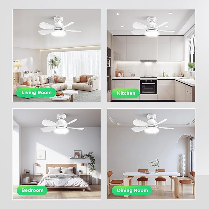 BreezeGlow 2000L Socket Fan Light with Remote – Dimmable LED Bulb, 3 Color Temperatures (3000K-6500K), E26 Base, Easy Installation for Bedroom, Kitchen, Garage