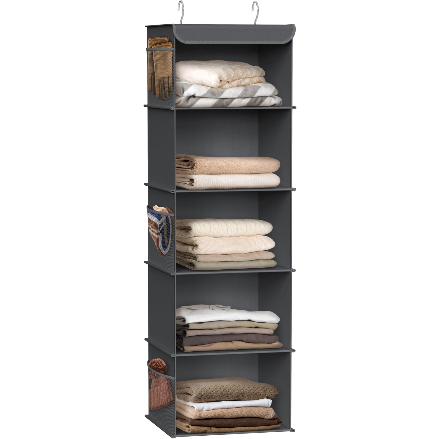 Simple Houseware 5 Shelf Hanging Closet Organizer, Gray
