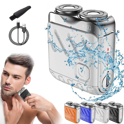 Skywortl Mini Shaver, Beard Shaver, Beard Shaver Mini and Portable Suitcase Design, Mini Portable Electric Shaver for Men Waterproof, Shaver Mini and Portable Double-Ring Magnetic Cutter (Black)