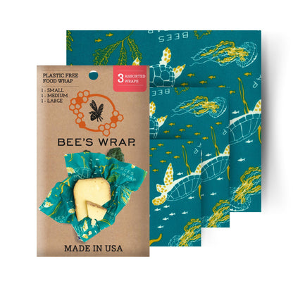 Bee's Wrap Beeswax Wraps for Food - Honeycomb 3 Pack (S, M, L) Made in USA Reusable & Organic Food Wraps, Sandwich Wrap & Bowl Covers - Eco-Friendly Alternative to Aluminum Foil & Plastic Wrap