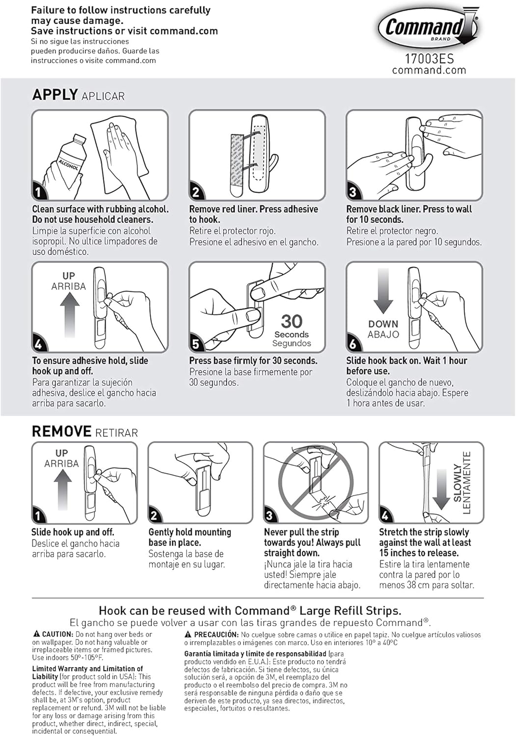 Command Large Utility Hooks, 7 Hooks, 12 Strips