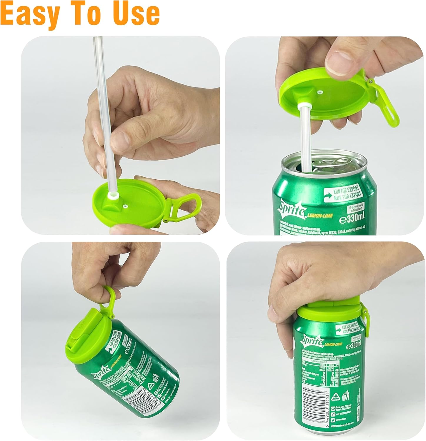 6 pack 6 color Soda Can Lids with Straws, Reusable Silicone Straws Soda ​Can Covers, BPA-Free,Airtight Seal, Easy to Use, Prevents Spills, Fits Standard Cans. (Colour mixture)