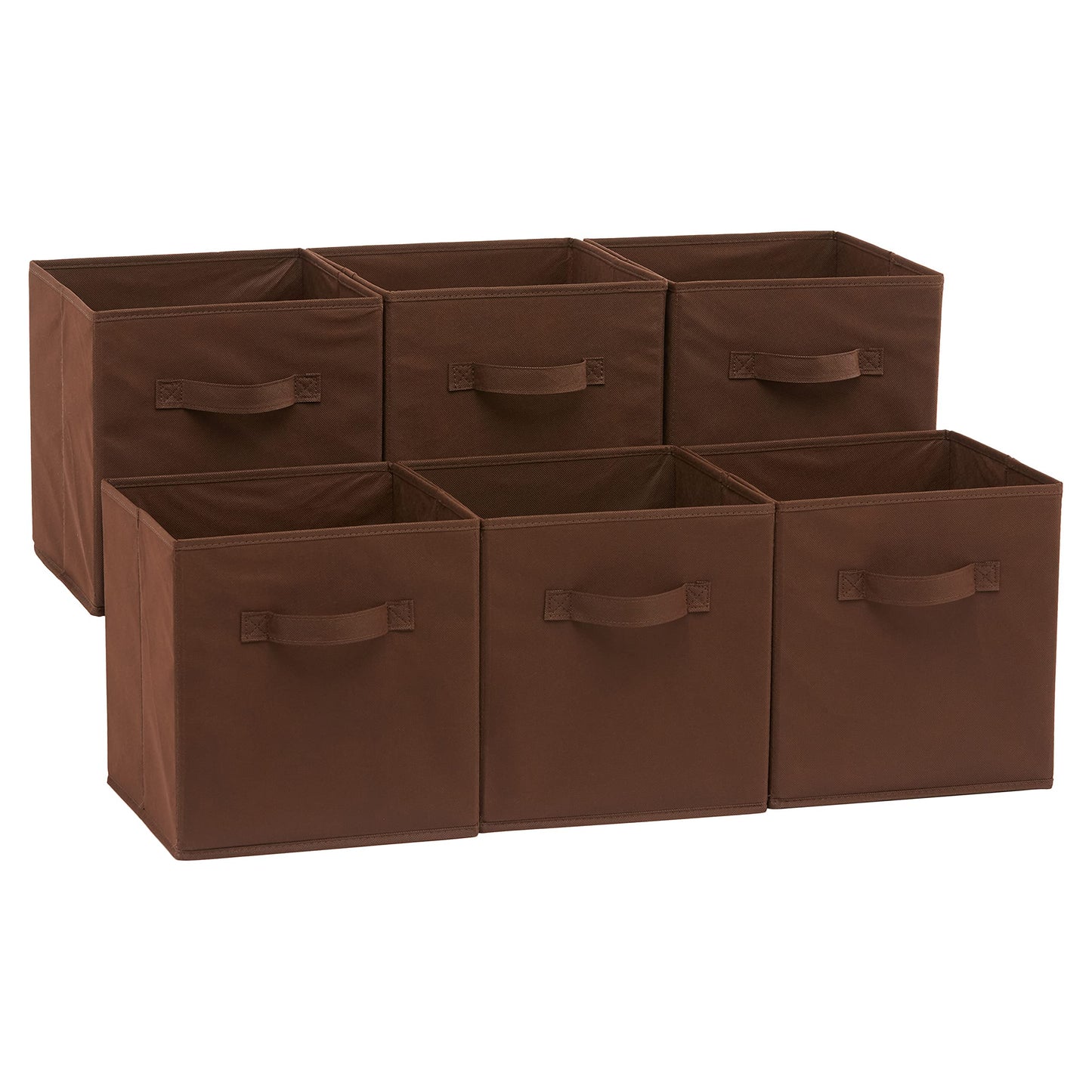 Amazon Basics Cube Organizer Storage Bins Handles, Collapsible Fabric, Pack of 6, 13"x13"x13", Gray