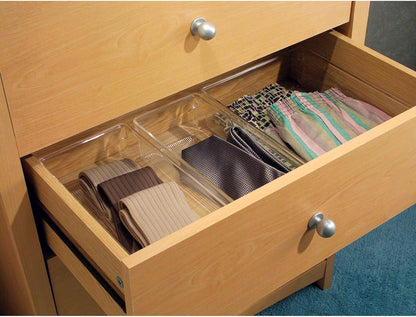 iDesign Linus Plastic Dresser and Vanity Organizer, Storage Bin for Bathroom, Bedroom, Office, Craft Room, Fridge, Freezer, Pantry, 12" x 5" x 3", Clear