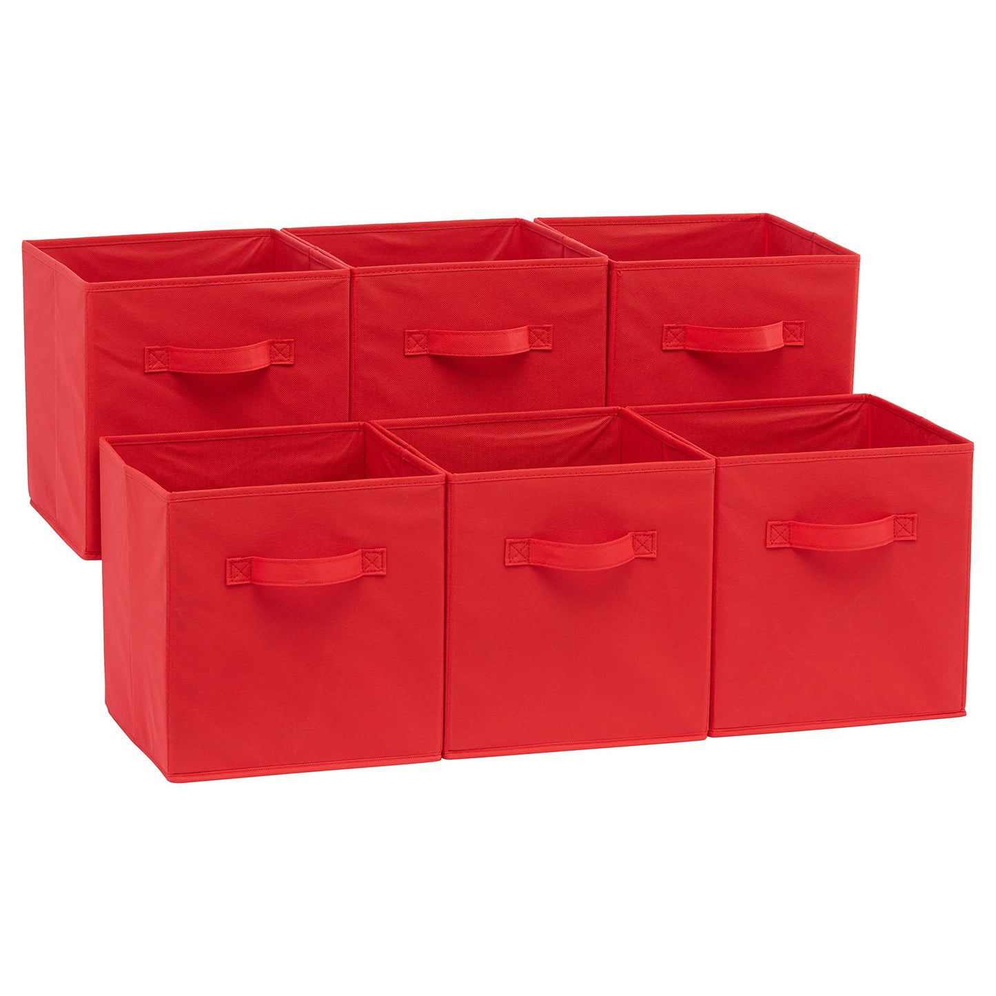 Amazon Basics Cube Organizer Storage Bins Handles, Collapsible Fabric, Pack of 6, 13"x13"x13", Gray