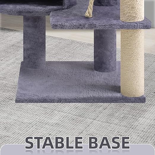 TINWEIUS 42.5'' Cat Tree for Indor Cats, Multifunctional Cat Tower with Cozy Condo, Perches, Scratching Posts and Hammock