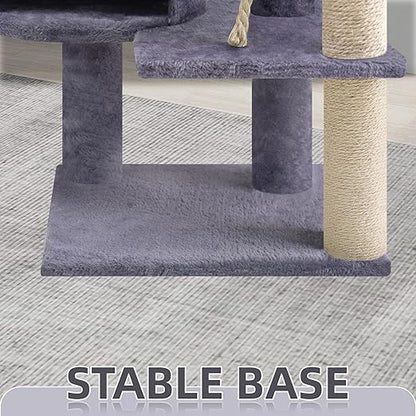 TINWEIUS 42.5'' Cat Tree for Indor Cats, Multifunctional Cat Tower with Cozy Condo, Perches, Scratching Posts and Hammock