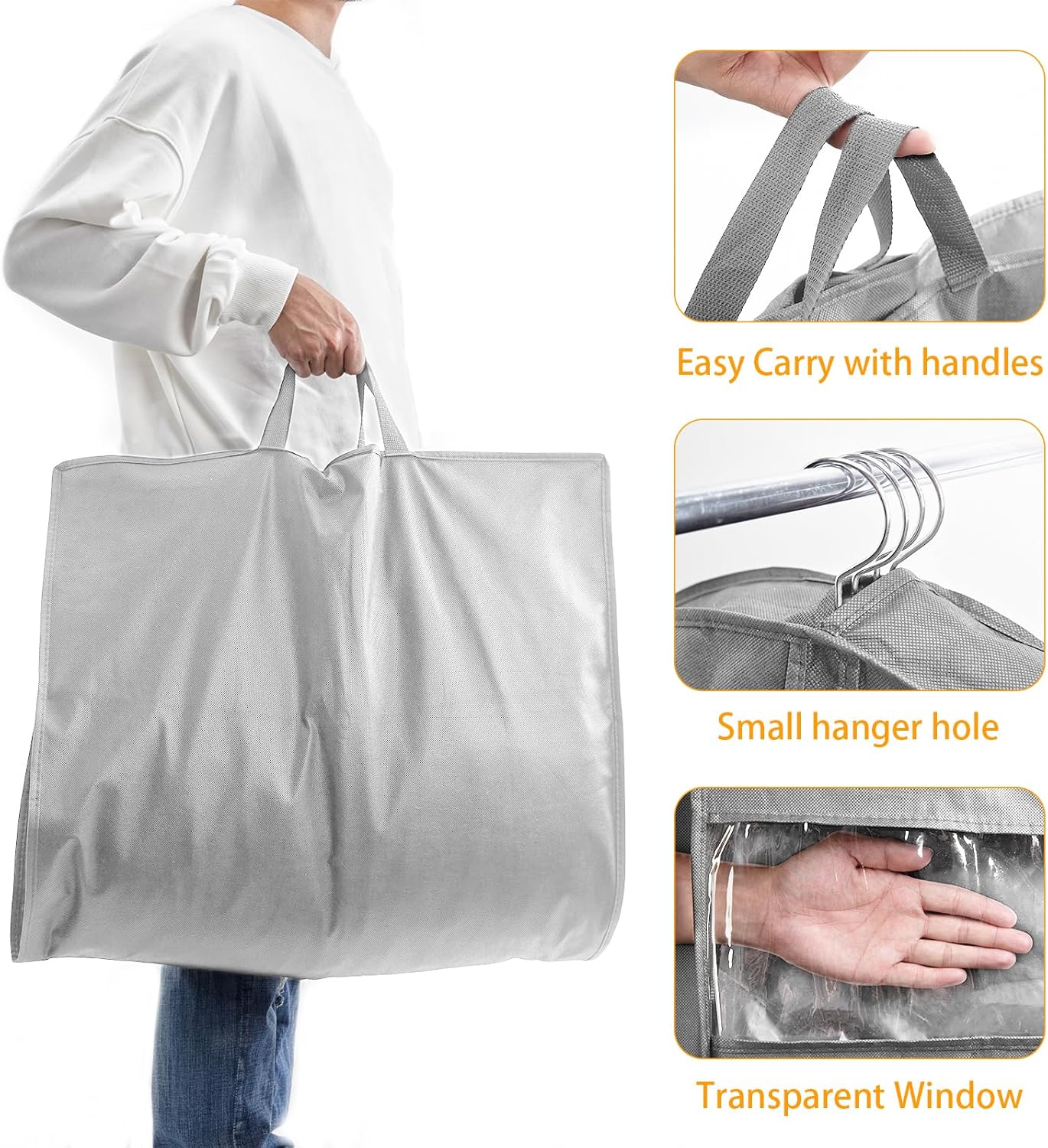 3 PCS 43"Garment Bags For Travel,Heavy Duty Garment Bag For Clothes Closet Storage,Gusseted Suit Bags For Men Travel,Hanging Travel Garment Bags For Clothes,Dress,Coats,Jackets,Shirts.Black Travel Bag