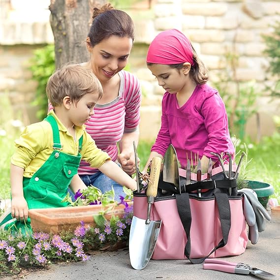 WORKPRO 8-Piece Pink Garden Tool Set – Stylish Strength for Every Gardener