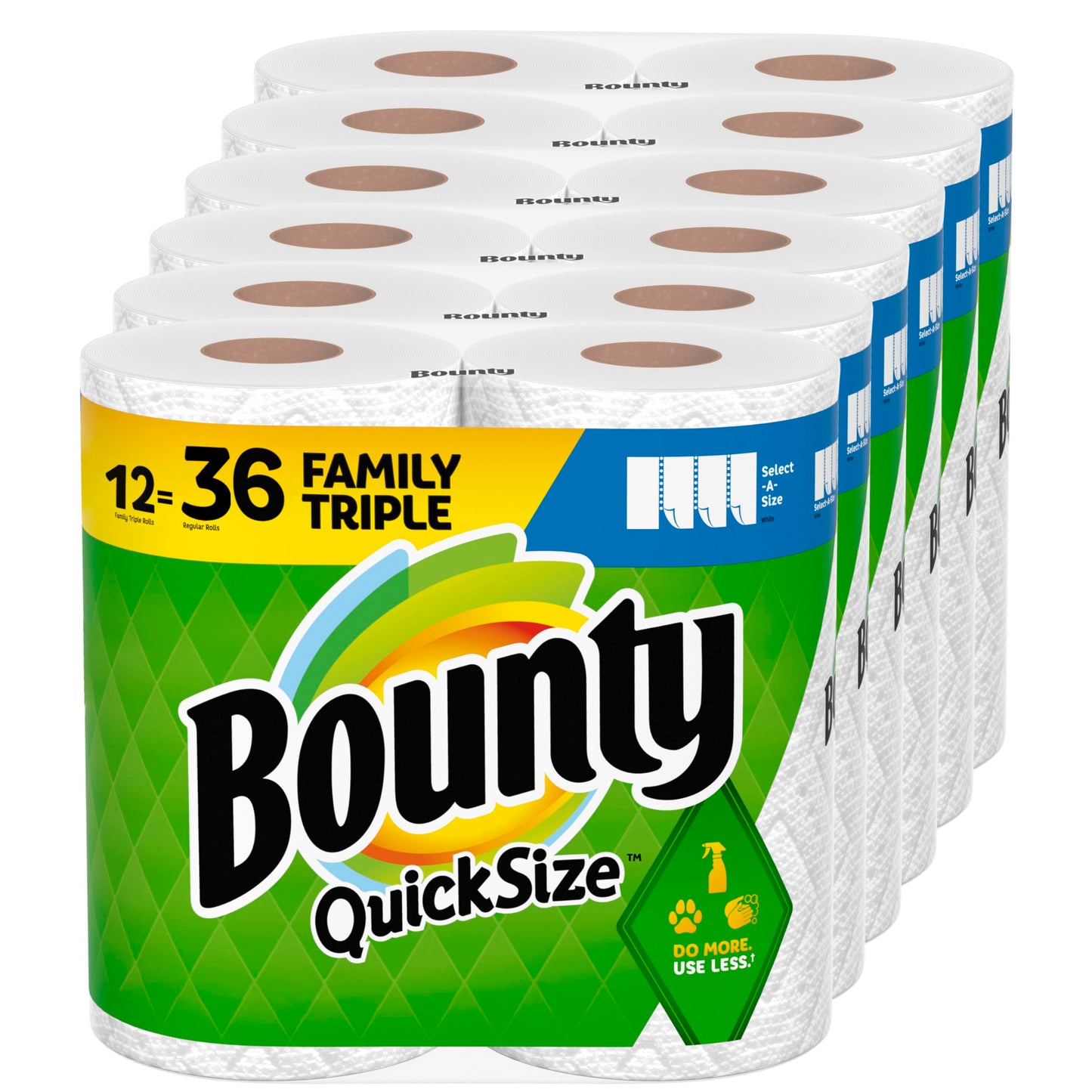 Bounty Quick Size Paper Towels, White, 8 Family Rolls = 20 Regular Rolls (Packaging May Vary)